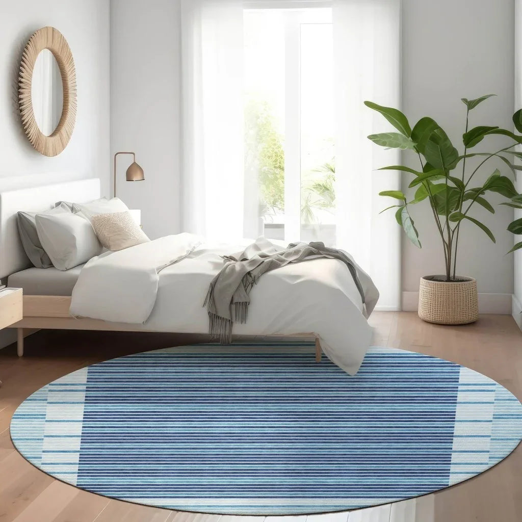 LOOMLAN Rugs Graphyne Blue Washable Indoor-Outdoor Rug