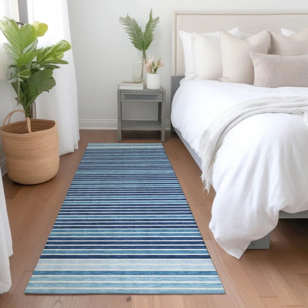 LOOMLAN Rugs Graphyne Blue Washable Indoor-Outdoor Rug