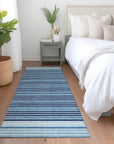 LOOMLAN Rugs Graphyne Blue Washable Indoor-Outdoor Rug