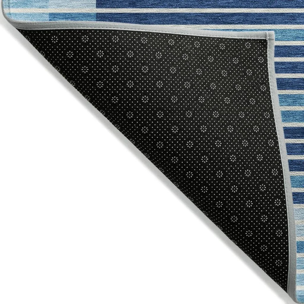 LOOMLAN Rugs Graphyne Blue Washable Indoor-Outdoor Rug