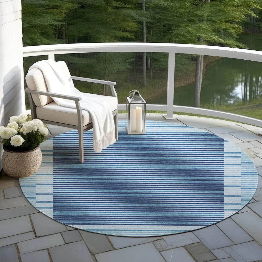 LOOMLAN Rugs Graphyne Blue Washable Indoor-Outdoor Rug