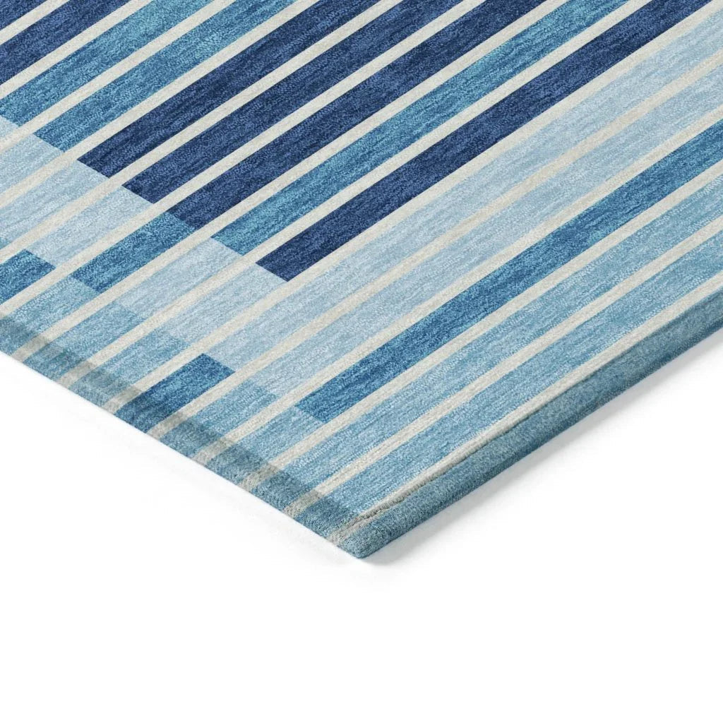 LOOMLAN Rugs Graphyne Blue Washable Indoor-Outdoor Rug