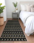LOOMLAN Rugs Gridora Black Washable Indoor-Outdoor Rug