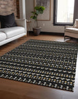LOOMLAN Rugs Gridora Black Washable Indoor-Outdoor Rug