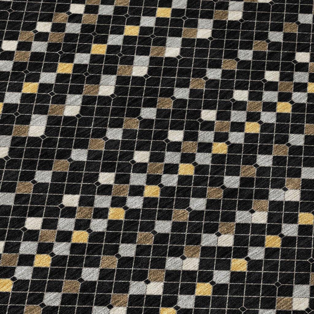 LOOMLAN Rugs Gridora Black Washable Indoor-Outdoor Rug