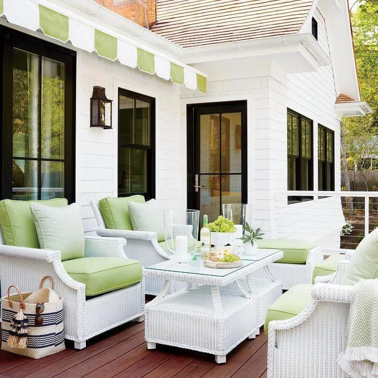 Hamptons Outdoor Wicker 4 Lounge Chair Set With Tables - LOOMLAN - Lloyd Flanders - Outdoor Lounge Sets