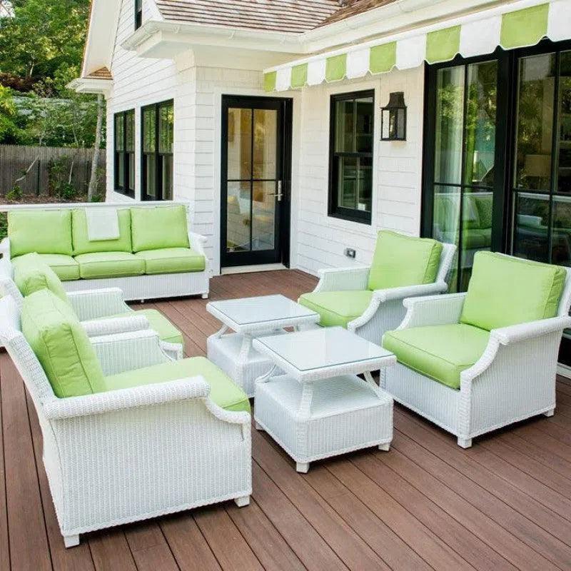Hamptons Outdoor Wicker 4 Lounge Chair Set With Tables - LOOMLAN - Lloyd Flanders - Outdoor Lounge Sets