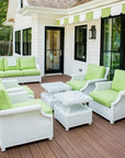 Hamptons Outdoor Wicker 4 Lounge Chair Set With Tables - LOOMLAN - Lloyd Flanders - Outdoor Lounge Sets