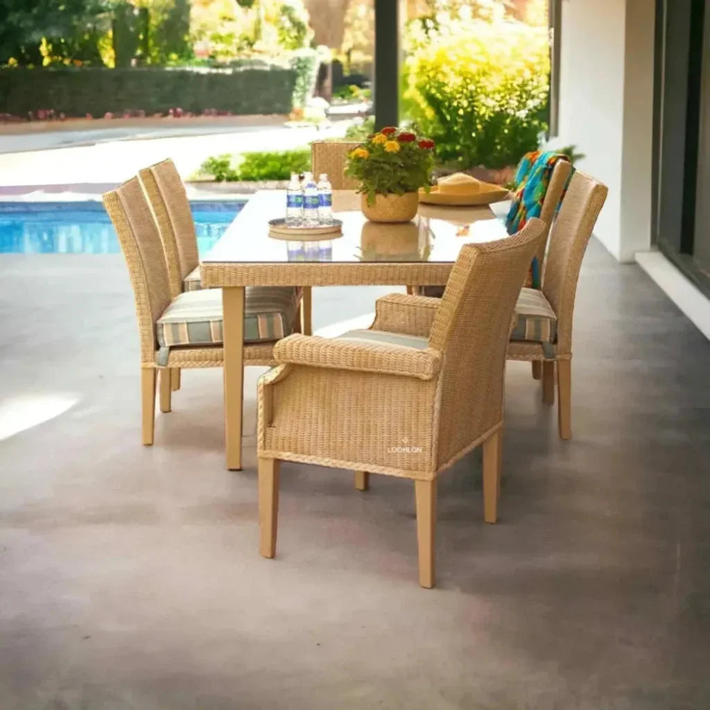 Hamptons Outdoor Wicker Dining Table Set for 6 - LOOMLAN - Lloyd Flanders - Outdoor Dining Sets
