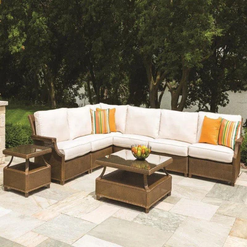 Hamptons Outdoor Wicker L - Shaped Sectional With Tables - LOOMLAN - Lloyd Flanders - Outdoor Lounge Sets