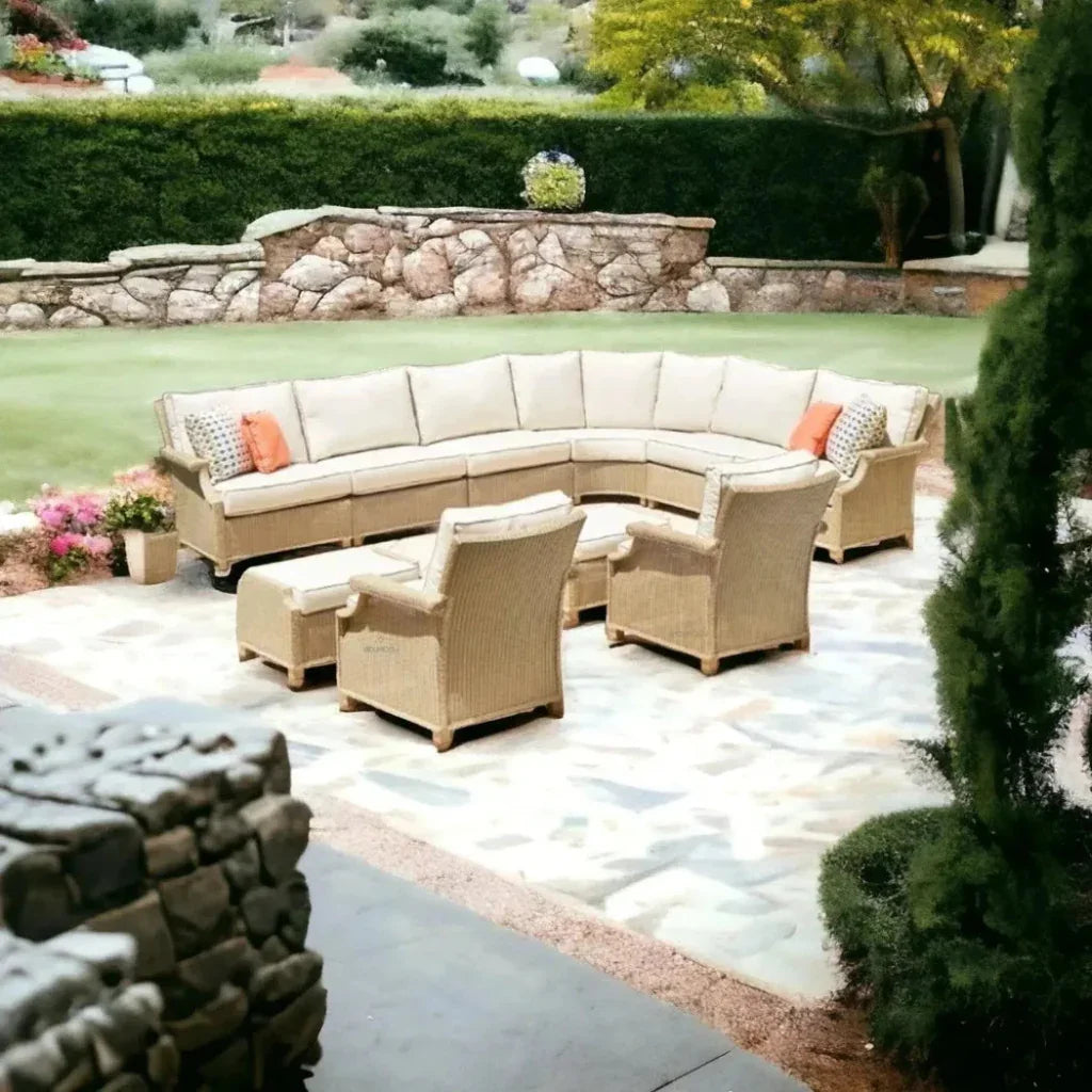 Hamptons Outdoor Wicker Sectional Sofa &amp; Lounge Chair - LOOMLAN - Lloyd Flanders - Outdoor Lounge Sets