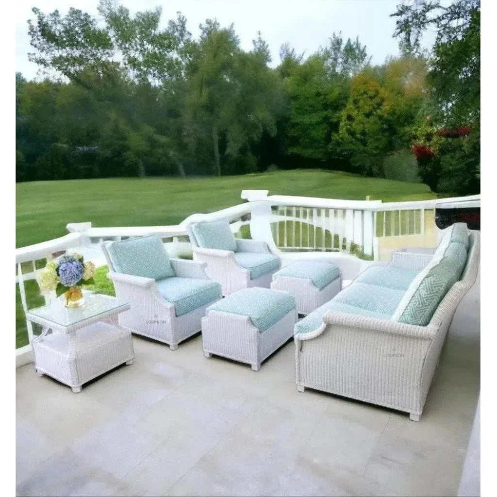 Hamptons Outdoor Wicker Sofa &amp; Lounge Chair Set Tables - LOOMLAN - Lloyd Flanders - Outdoor Lounge Sets