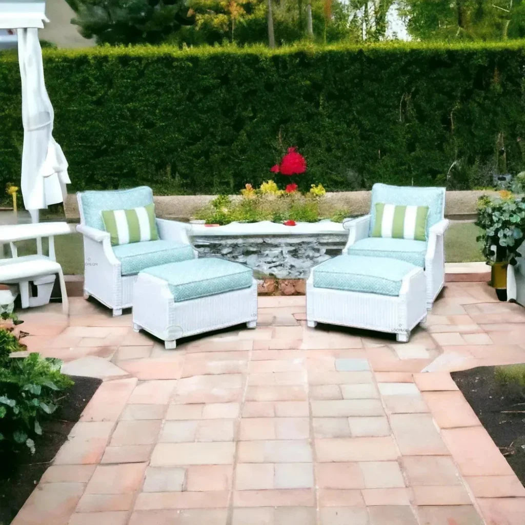 Hamptons Outdoor Wicker Sofa &amp; Lounge Chair Set Tables - LOOMLAN - Lloyd Flanders - Outdoor Lounge Sets