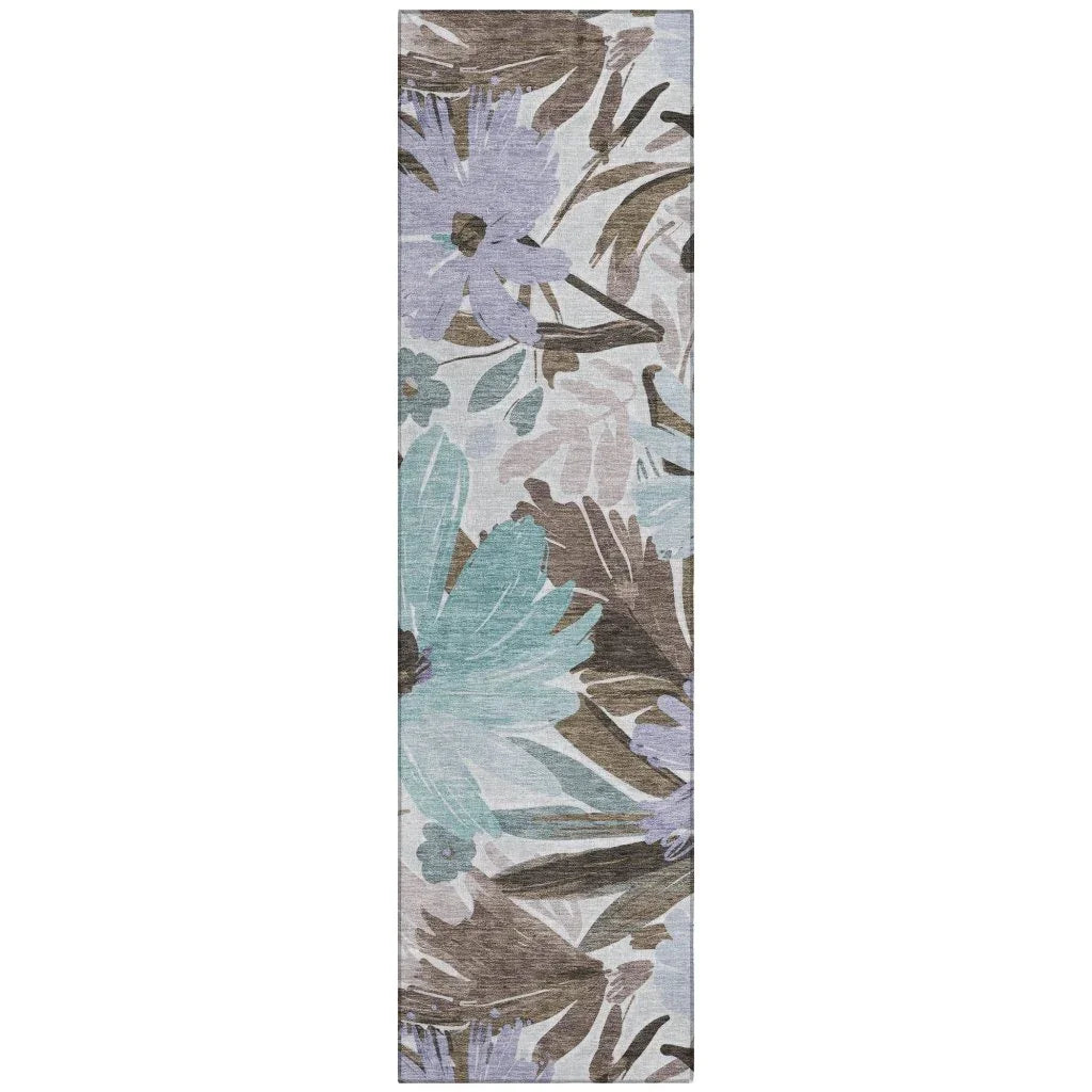 LOOMLAN Rugs Handetta Brown Washable Indoor-Outdoor Rug