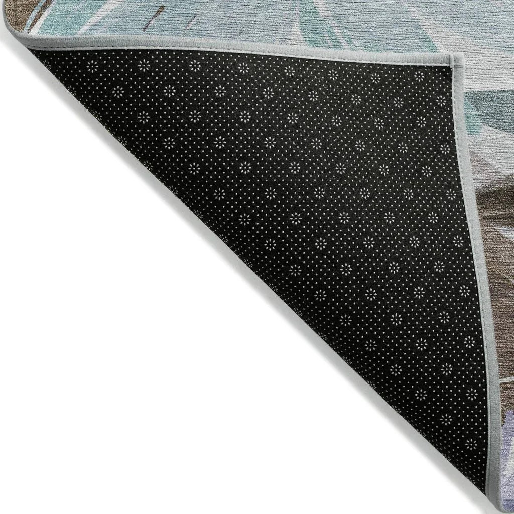 LOOMLAN Rugs Handetta Brown Washable Indoor-Outdoor Rug