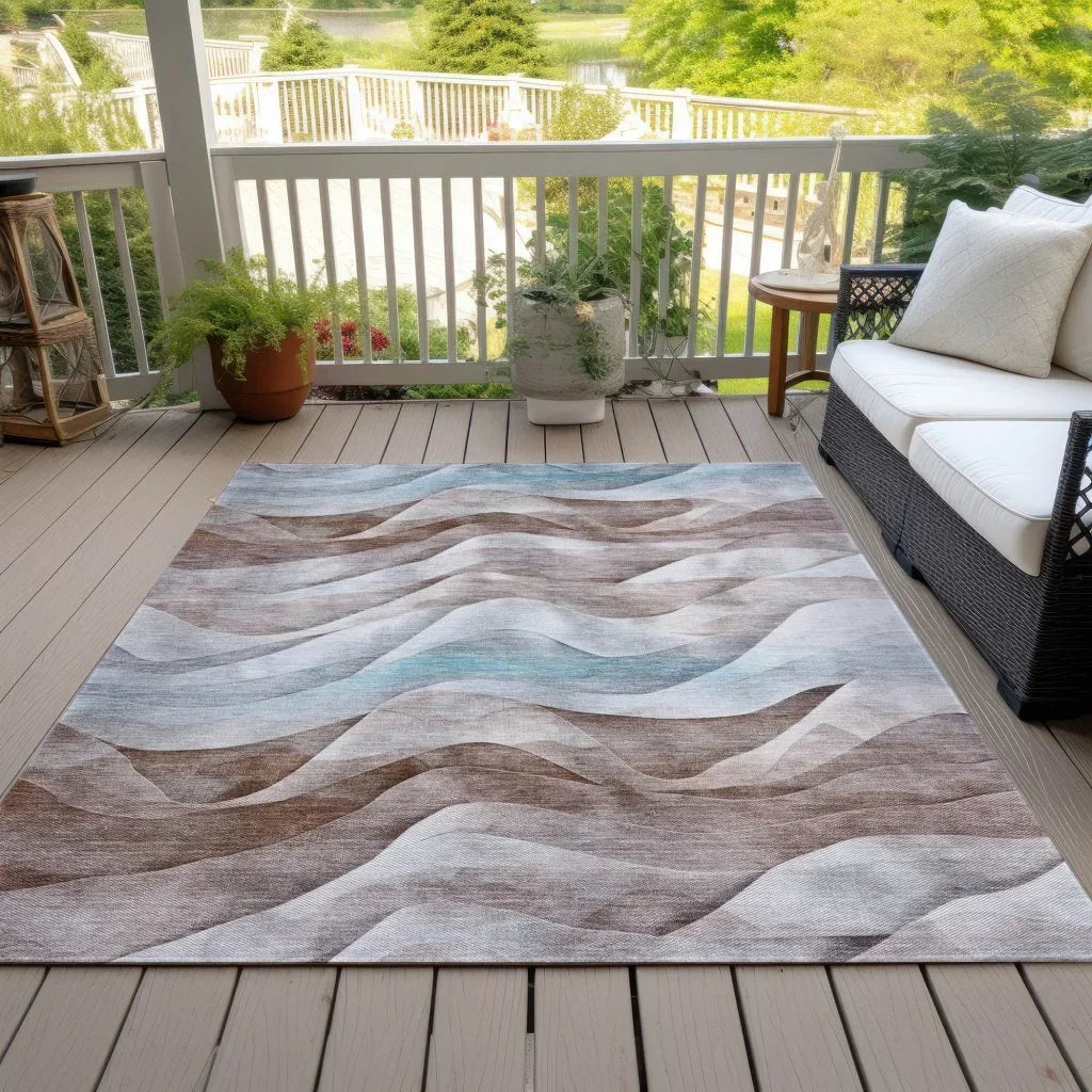 LOOMLAN Rugs Harmona Brown Washable Indoor-Outdoor Rug