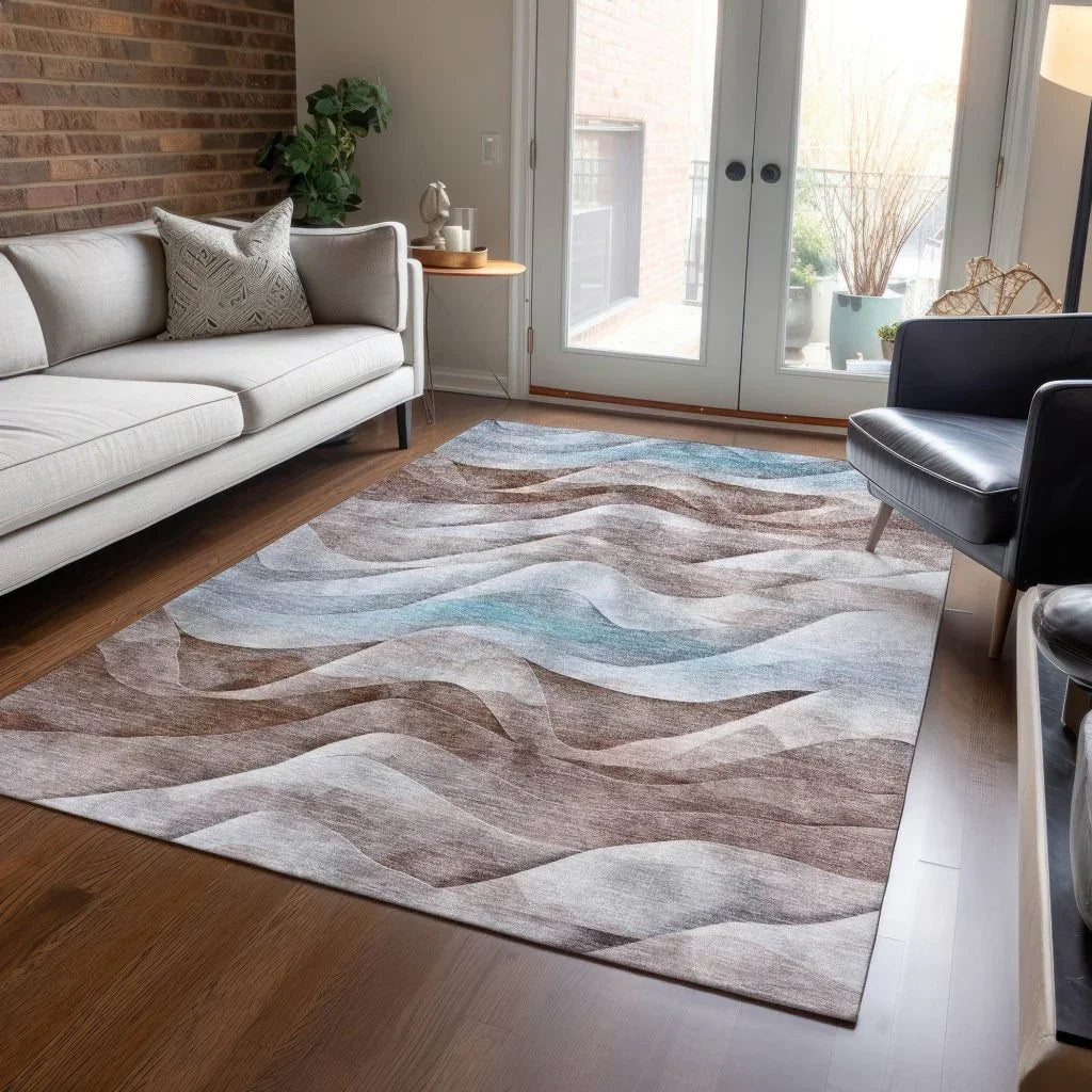 LOOMLAN Rugs Harmona Brown Washable Indoor-Outdoor Rug