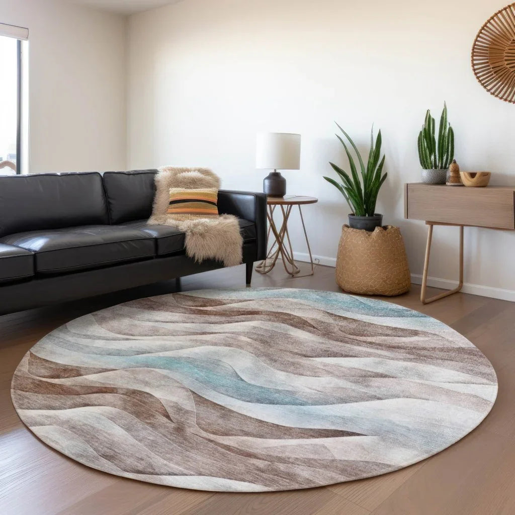 LOOMLAN Rugs Harmona Brown Washable Indoor-Outdoor Rug