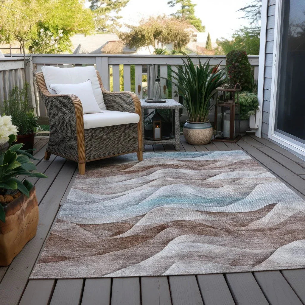 LOOMLAN Rugs Harmona Brown Washable Indoor-Outdoor Rug