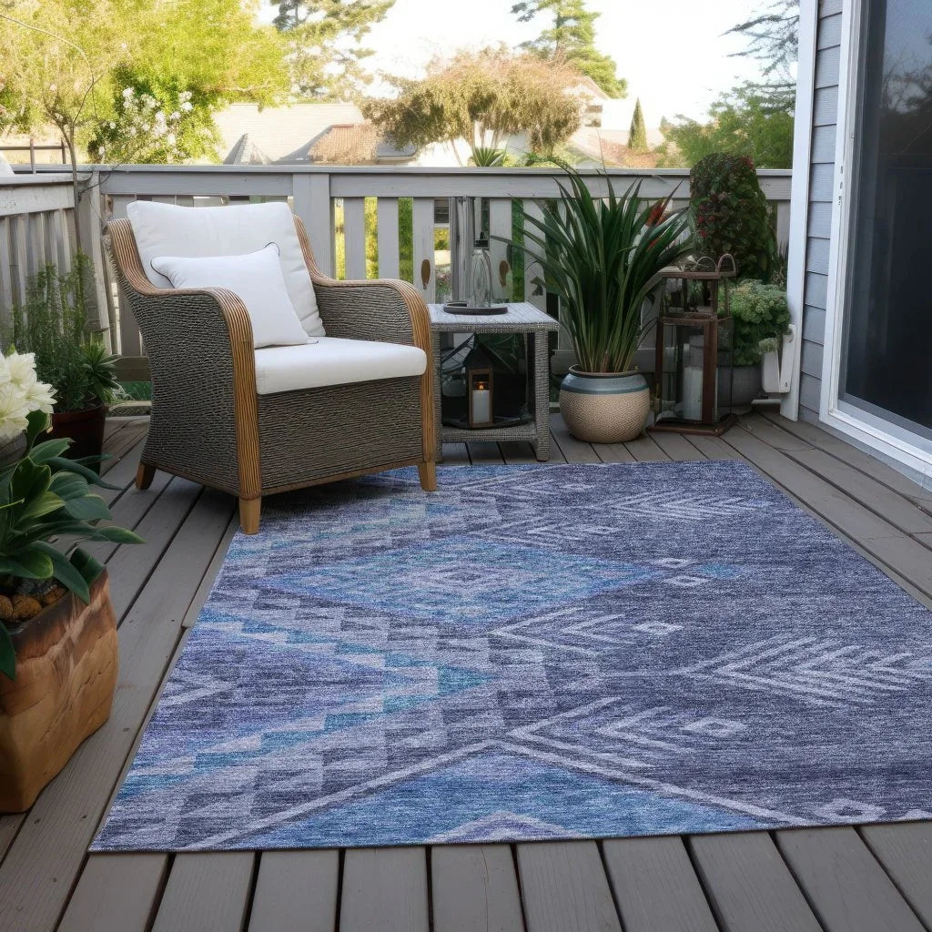LOOMLAN Rugs Harmony Blue Washable Indoor-Outdoor Rug