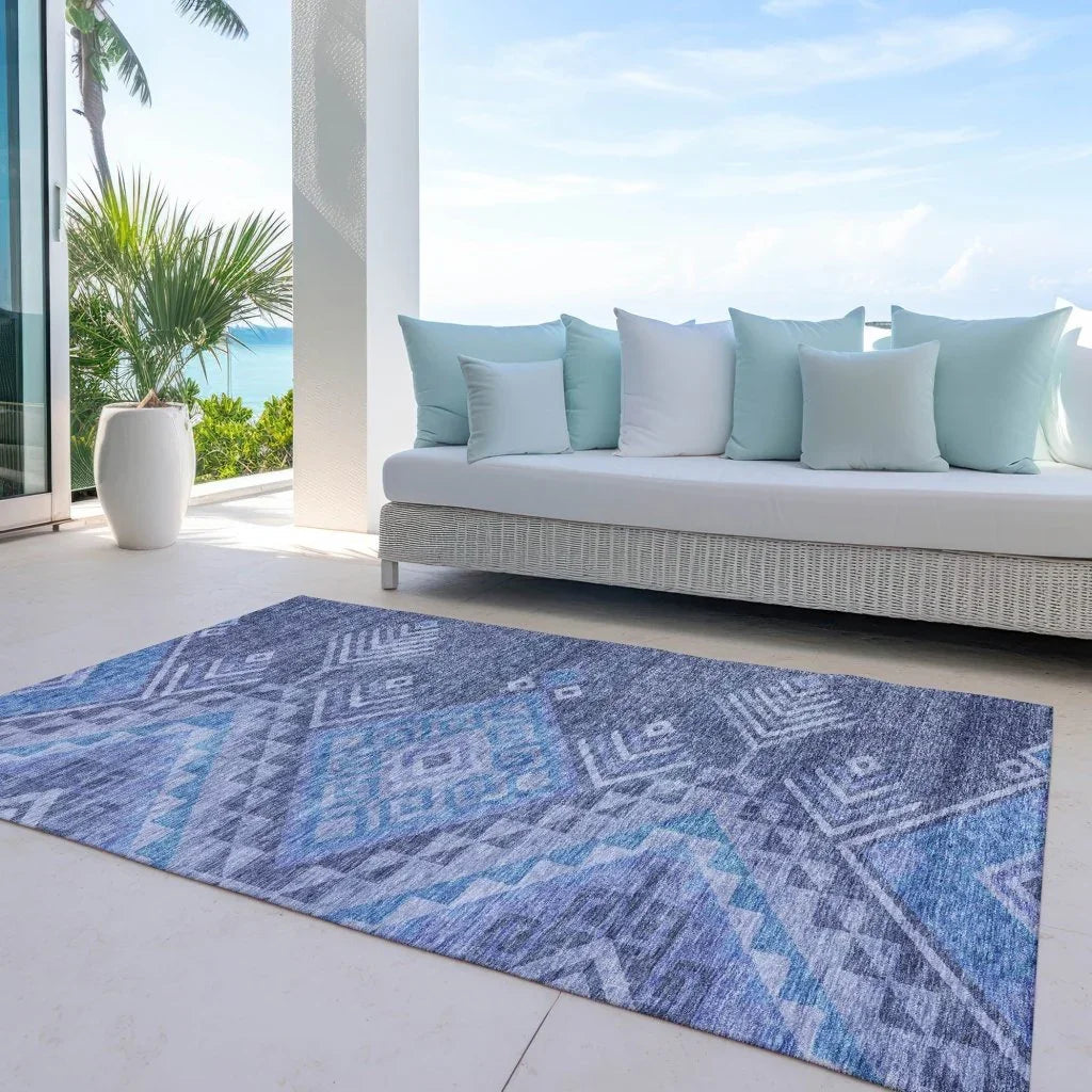 LOOMLAN Rugs Harmony Blue Washable Indoor-Outdoor Rug