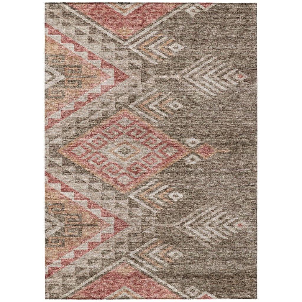 LOOMLAN Rugs Harmony Brown Washable Indoor-Outdoor Rug