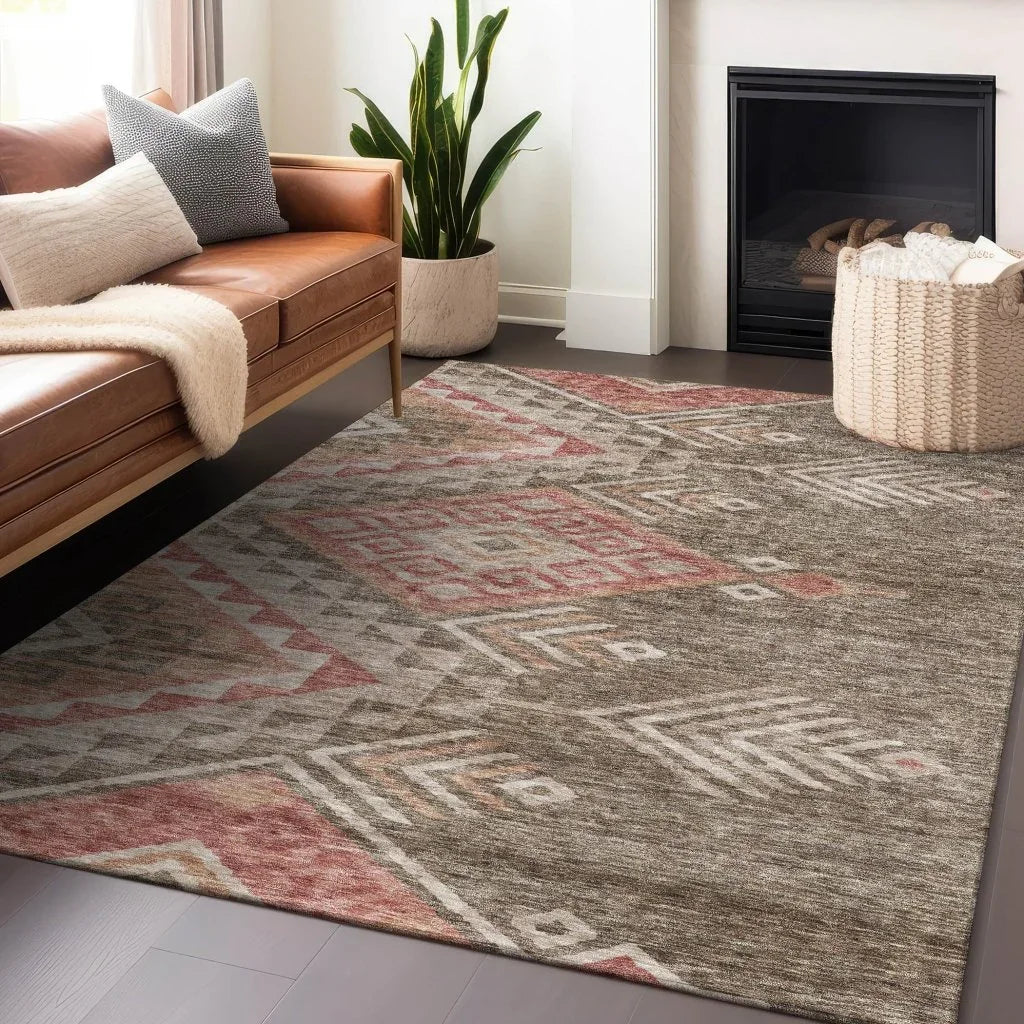 LOOMLAN Rugs Harmony Brown Washable Indoor-Outdoor Rug