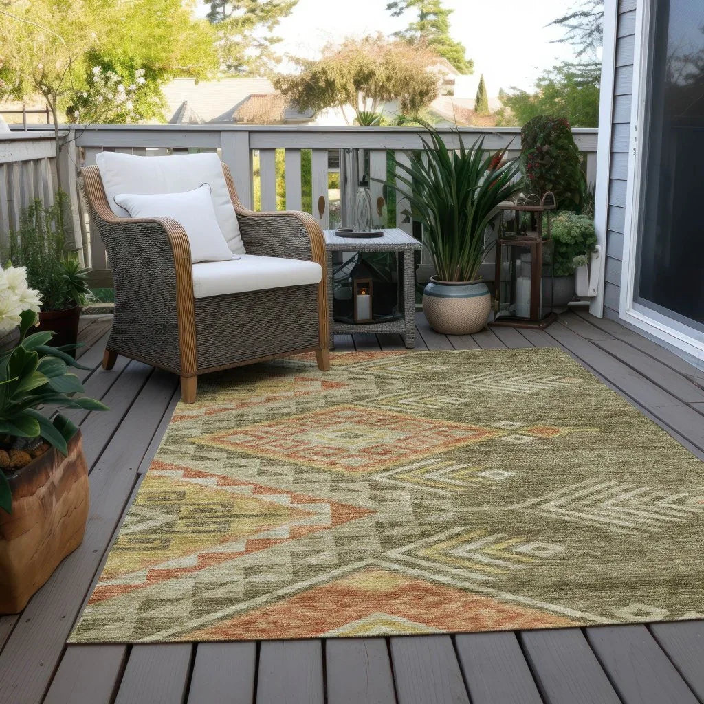 LOOMLAN Rugs Harmony Green Washable Indoor-Outdoor Rug