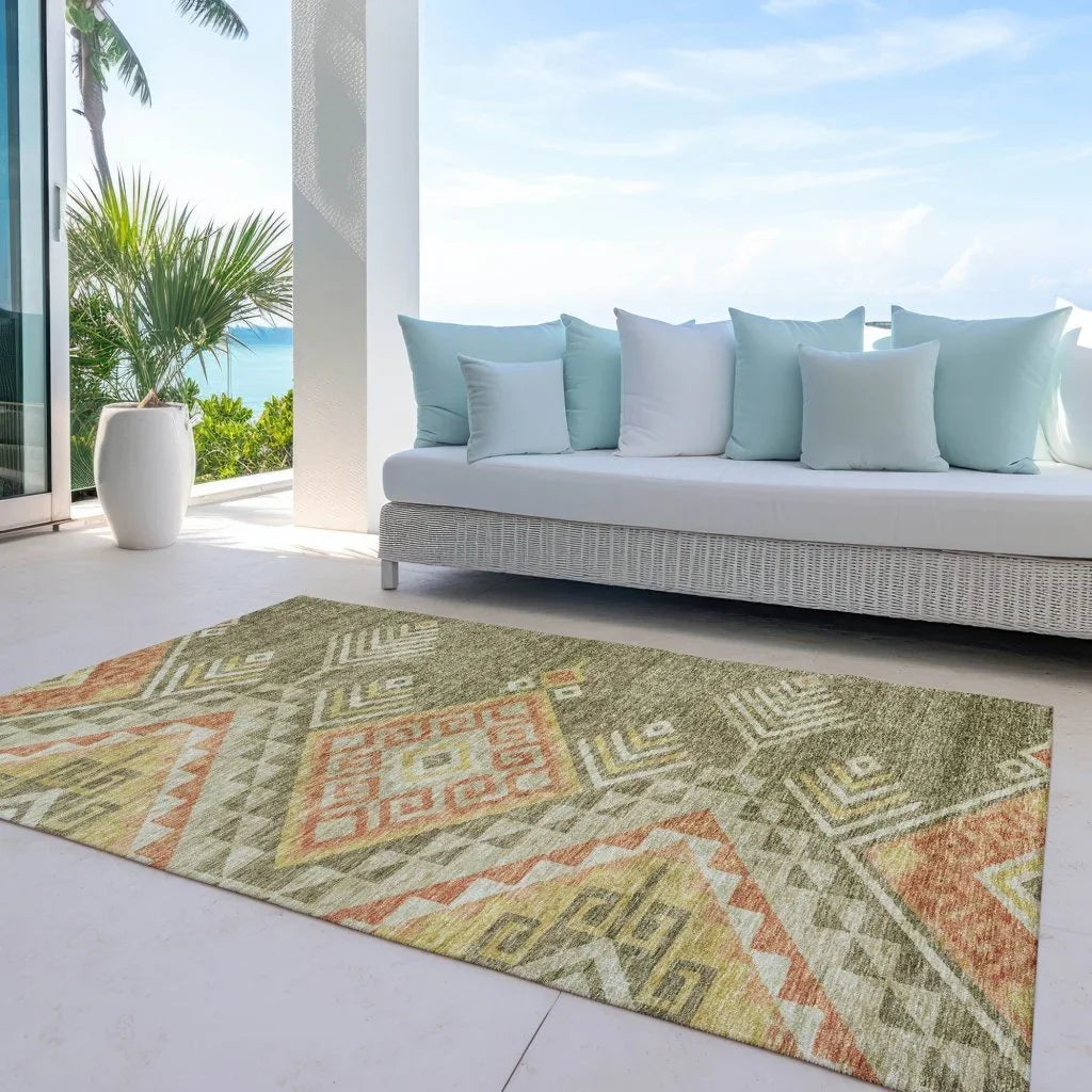 LOOMLAN Rugs Harmony Green Washable Indoor-Outdoor Rug