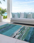 LOOMLAN Rugs Havari Teal Washable Indoor-Outdoor Rug