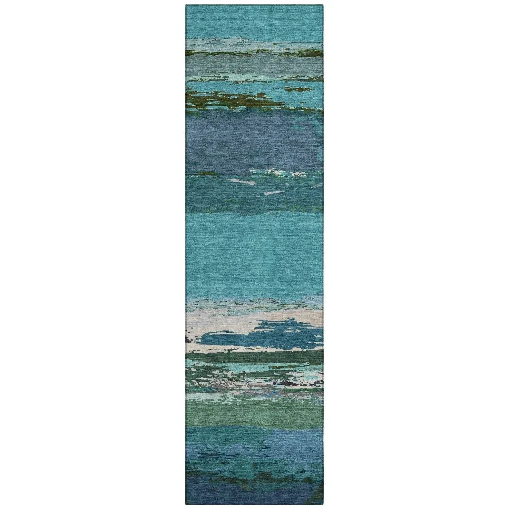 LOOMLAN Rugs Havari Teal Washable Indoor-Outdoor Rug
