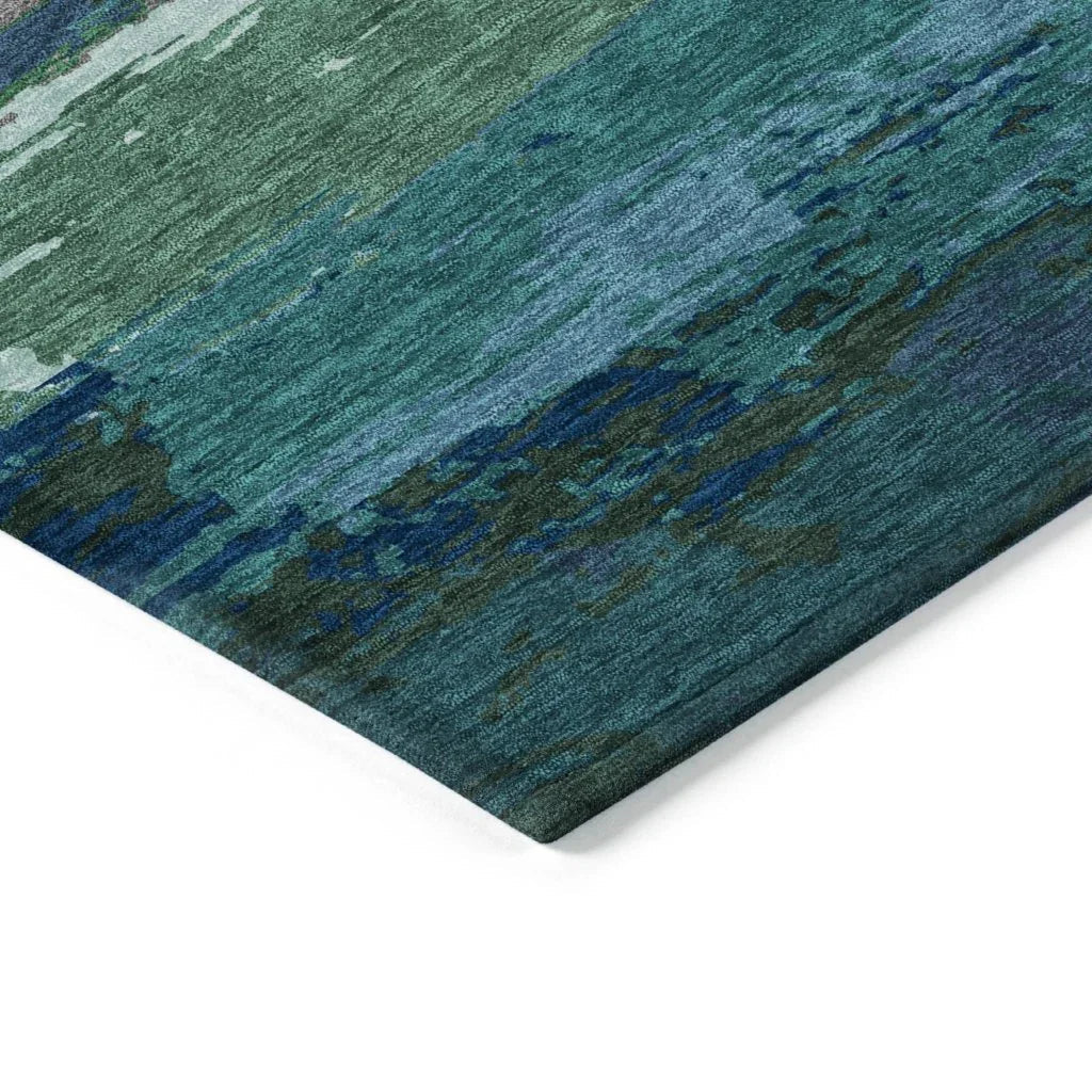 LOOMLAN Rugs Havari Teal Washable Indoor-Outdoor Rug