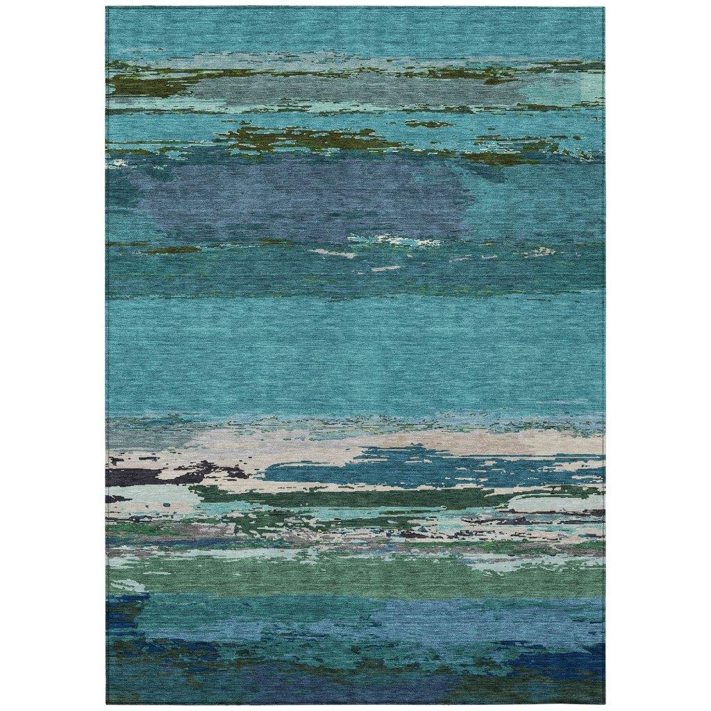 LOOMLAN Rugs Havari Teal Washable Indoor-Outdoor Rug