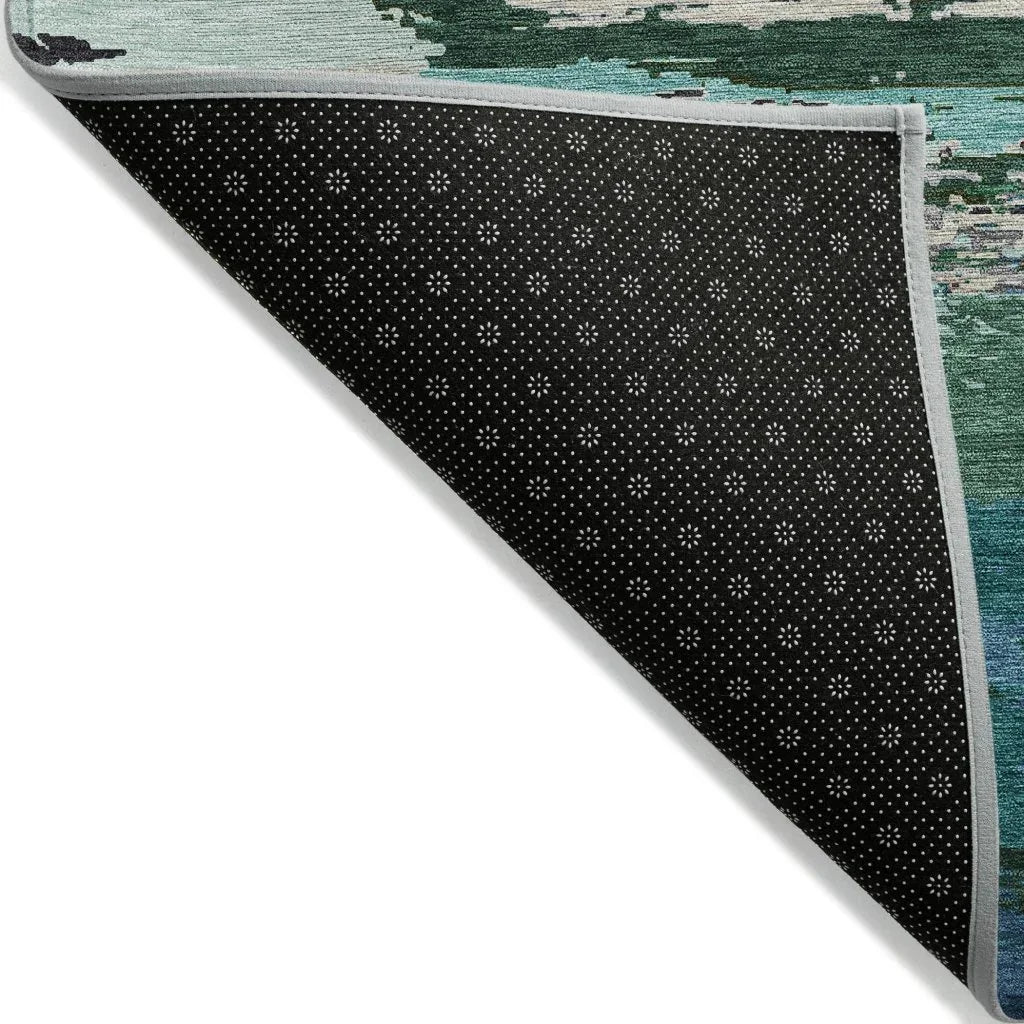 LOOMLAN Rugs Havari Teal Washable Indoor-Outdoor Rug