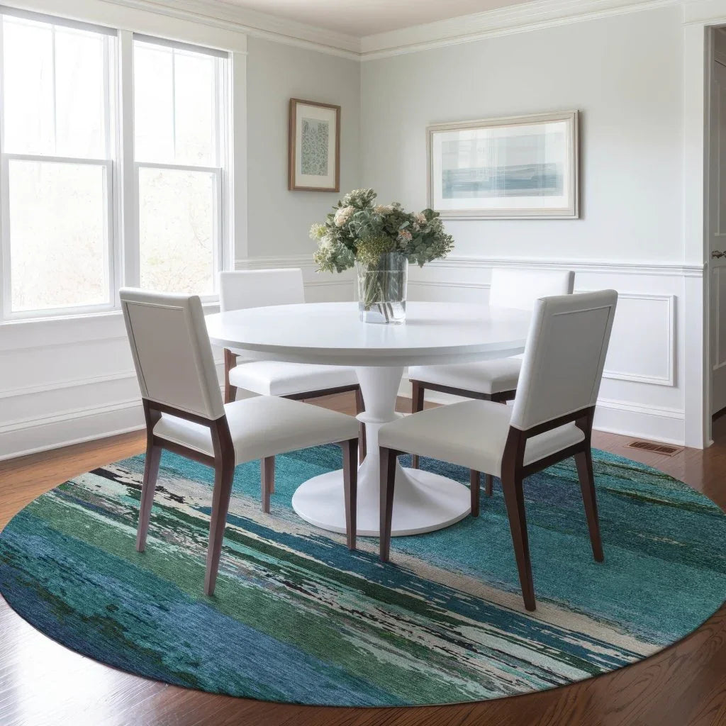 LOOMLAN Rugs Havari Teal Washable Indoor-Outdoor Rug