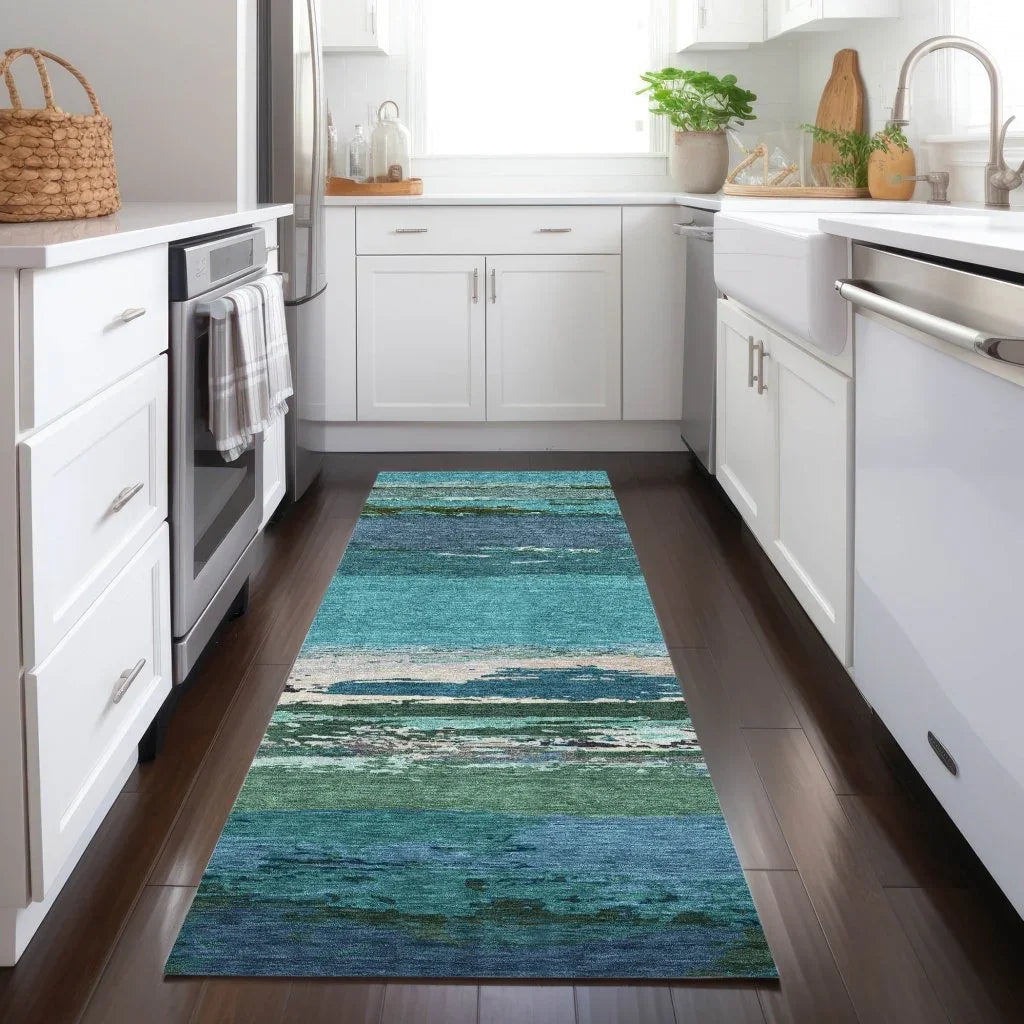 LOOMLAN Rugs Havari Teal Washable Indoor-Outdoor Rug