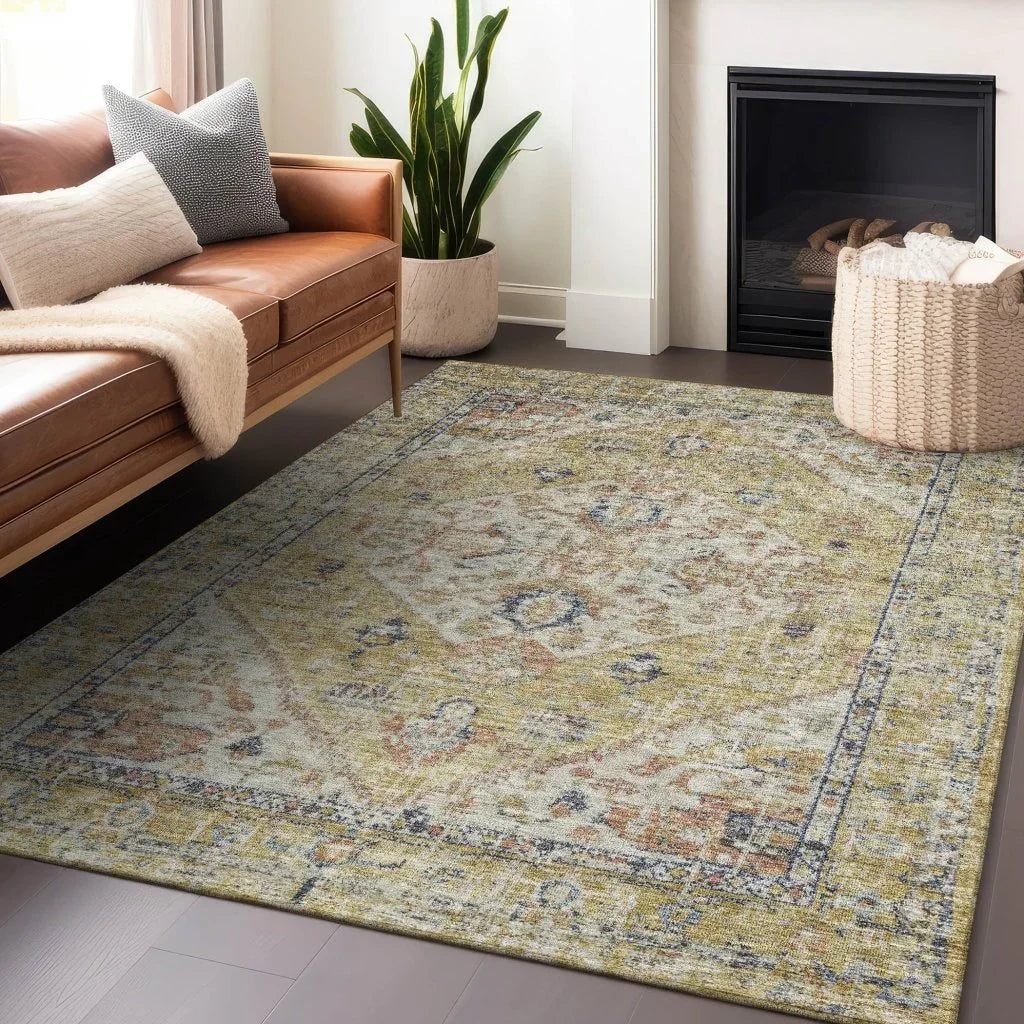 LOOMLAN Rugs Helsinki Gold Washable Indoor-Outdoor Rug
