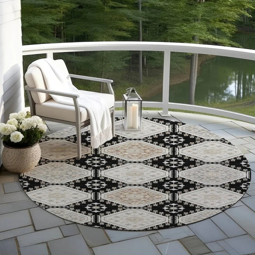LOOMLAN Rugs Henriette Black Washable Indoor-Outdoor Rug