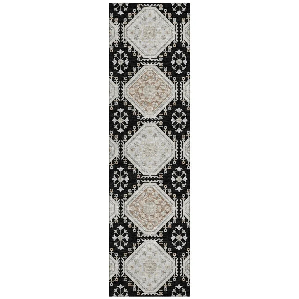 LOOMLAN Rugs Henriette Black Washable Indoor-Outdoor Rug