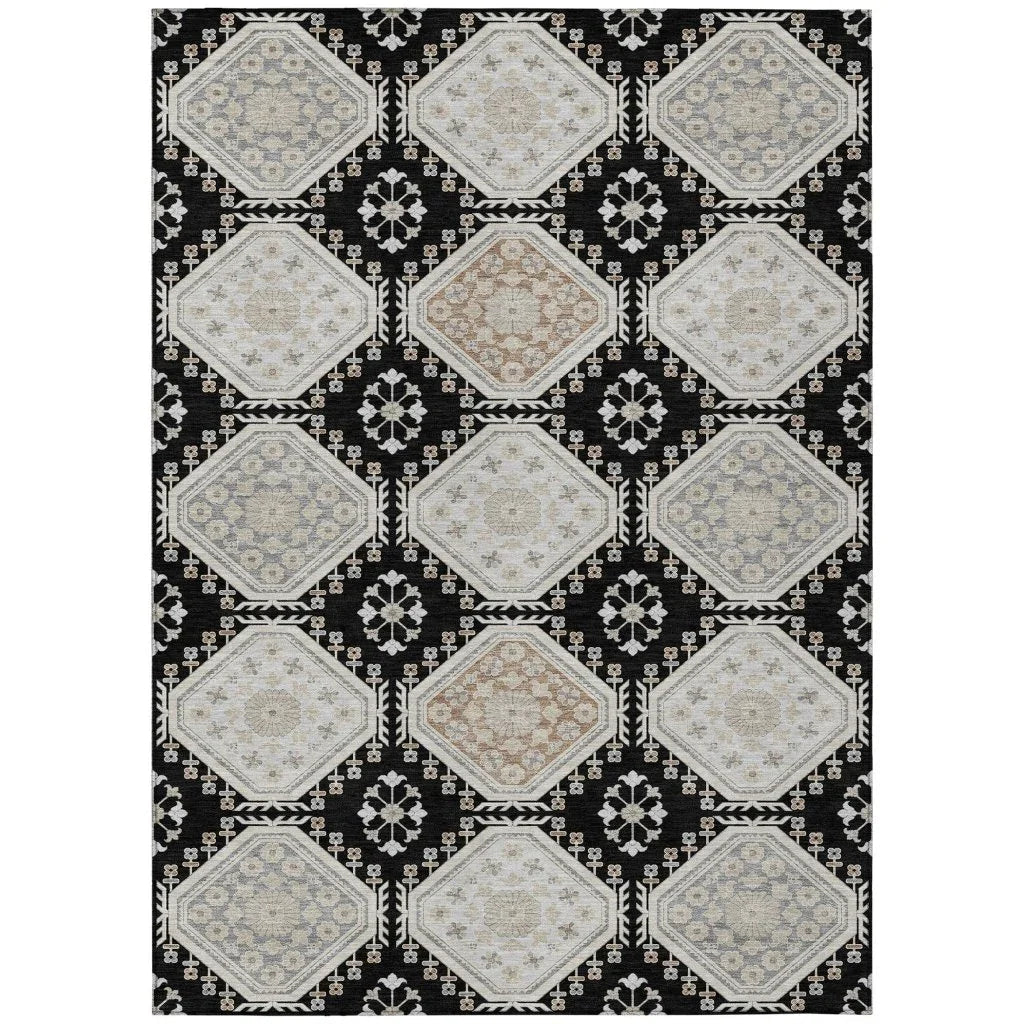 LOOMLAN Rugs Henriette Black Washable Indoor-Outdoor Rug