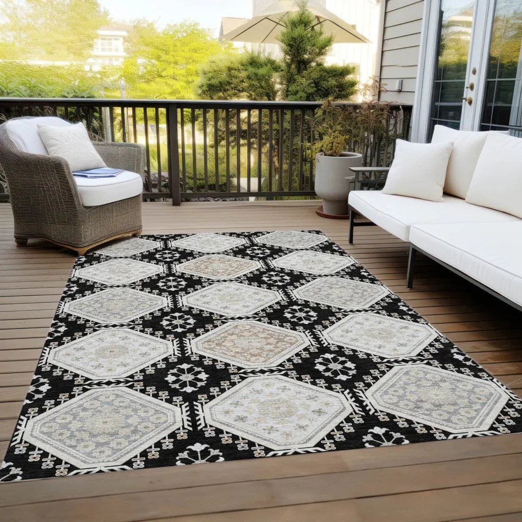 LOOMLAN Rugs Henriette Black Washable Indoor-Outdoor Rug