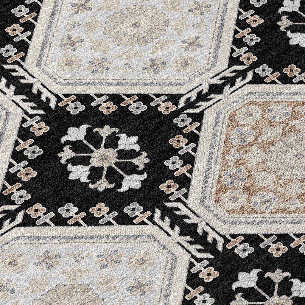 LOOMLAN Rugs Henriette Black Washable Indoor-Outdoor Rug