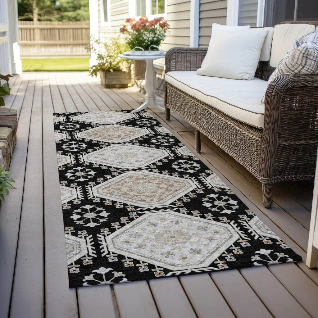 LOOMLAN Rugs Henriette Black Washable Indoor-Outdoor Rug