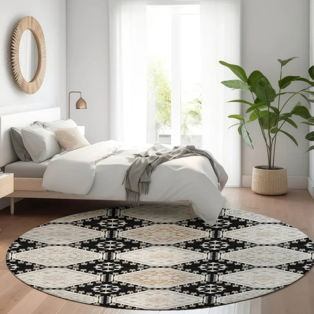 LOOMLAN Rugs Henriette Black Washable Indoor-Outdoor Rug