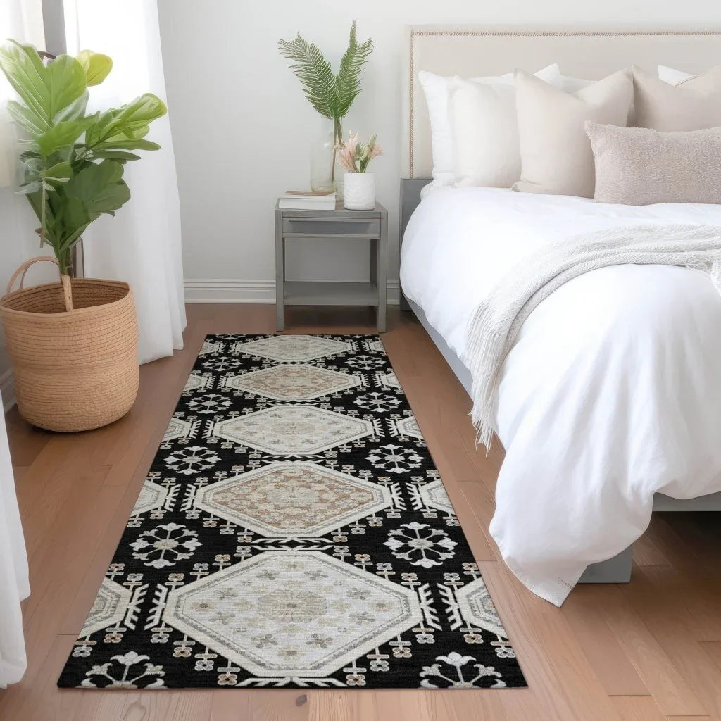 LOOMLAN Rugs Henriette Black Washable Indoor-Outdoor Rug