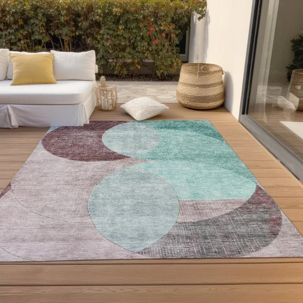 LOOMLAN Rugs Henry Teal Washable Indoor-Outdoor Rug