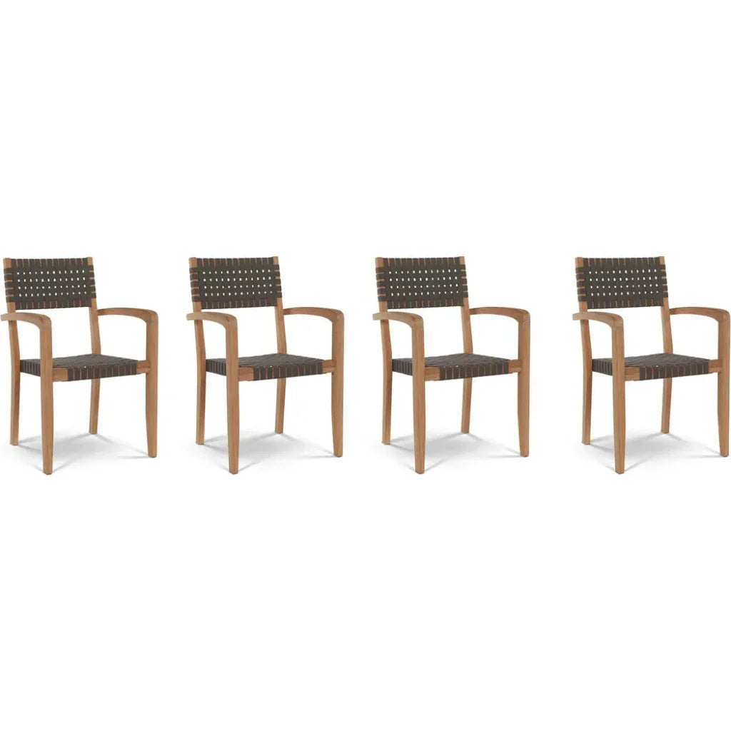 HiTeak Herning 5PC Square Patio Dining Set Stacking Armchairs