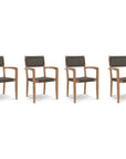 HiTeak Herning 5PC Square Patio Dining Set Stacking Armchairs