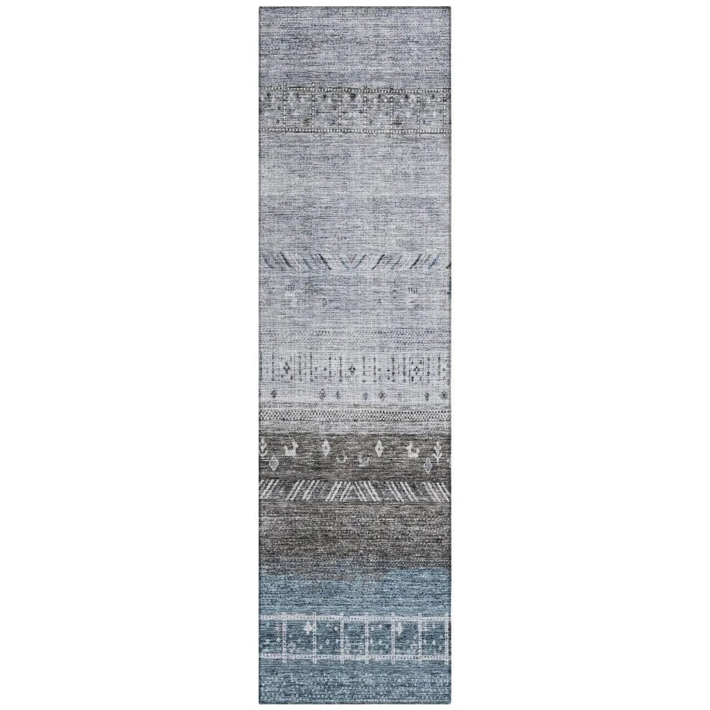 LOOMLAN Rugs Hilda Blue Washable Indoor-Outdoor Rug