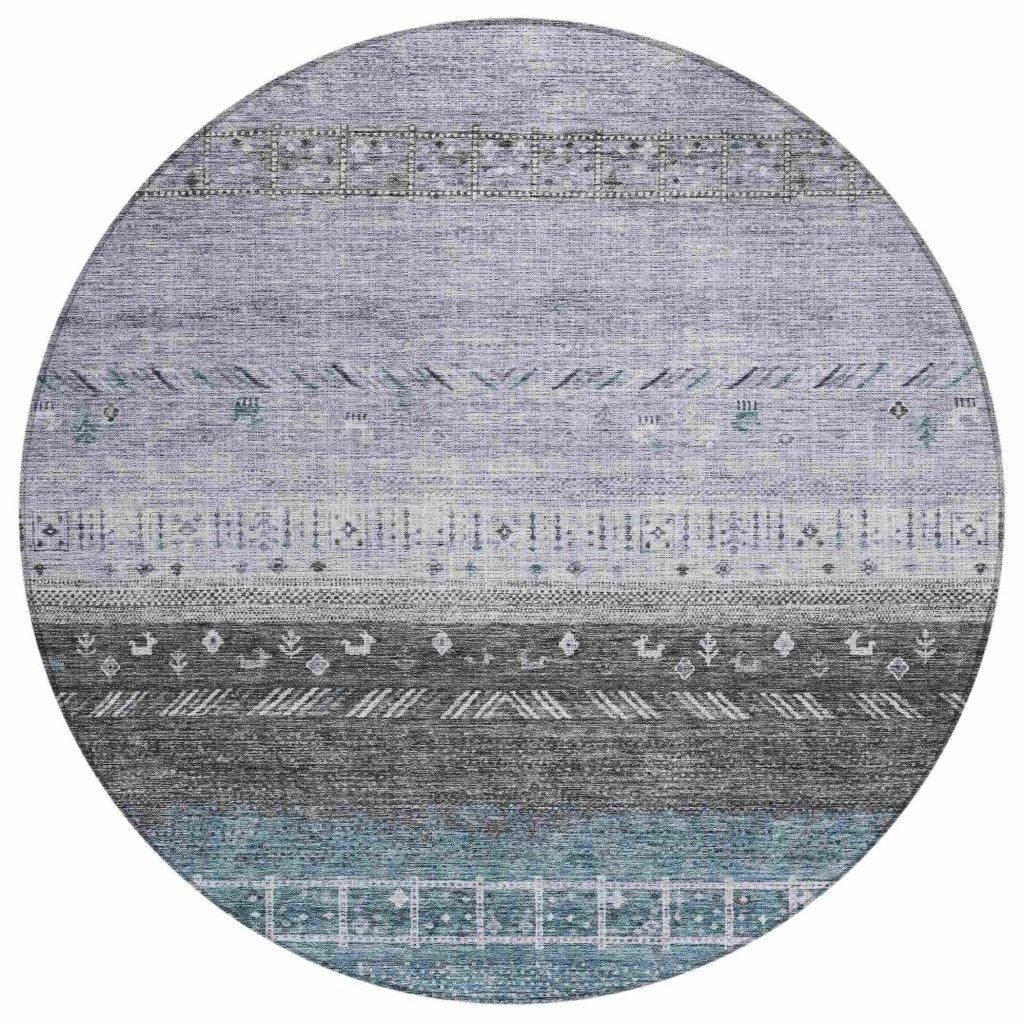 LOOMLAN Rugs Hilda Blue Washable Indoor-Outdoor Rug